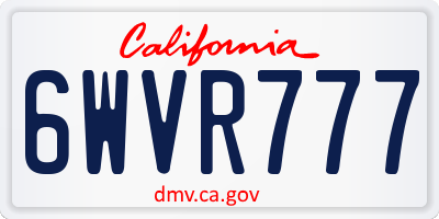 CA license plate 6WVR777