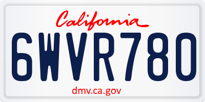 CA license plate 6WVR780