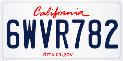 CA license plate 6WVR782