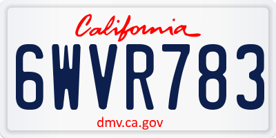 CA license plate 6WVR783