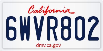 CA license plate 6WVR802