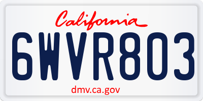 CA license plate 6WVR803