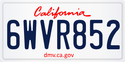 CA license plate 6WVR852