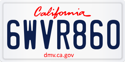CA license plate 6WVR860