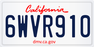 CA license plate 6WVR910