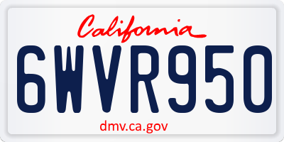CA license plate 6WVR950