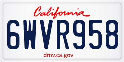CA license plate 6WVR958