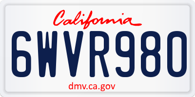 CA license plate 6WVR980
