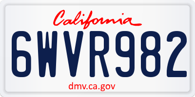 CA license plate 6WVR982