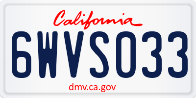 CA license plate 6WVS033