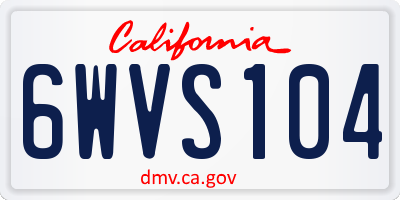 CA license plate 6WVS104