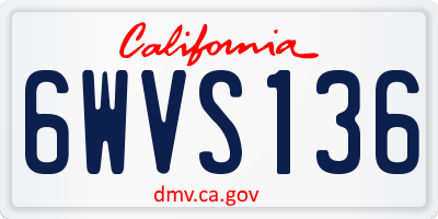 CA license plate 6WVS136
