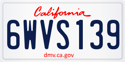 CA license plate 6WVS139