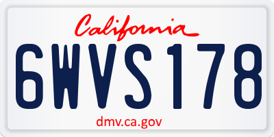 CA license plate 6WVS178