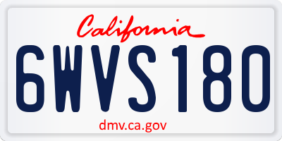 CA license plate 6WVS180