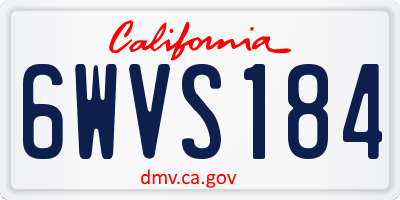 CA license plate 6WVS184