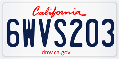 CA license plate 6WVS203