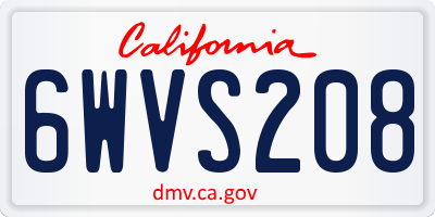 CA license plate 6WVS208