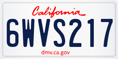 CA license plate 6WVS217