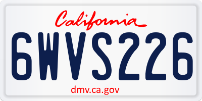 CA license plate 6WVS226