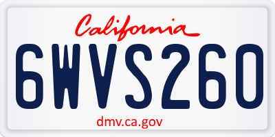 CA license plate 6WVS260
