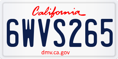 CA license plate 6WVS265