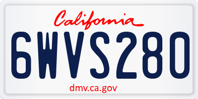 CA license plate 6WVS280