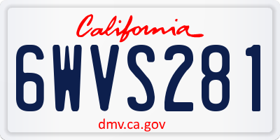CA license plate 6WVS281