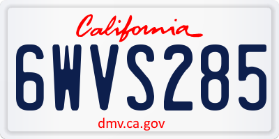 CA license plate 6WVS285