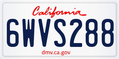 CA license plate 6WVS288