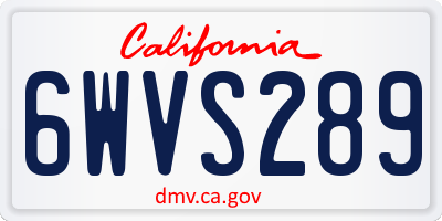 CA license plate 6WVS289