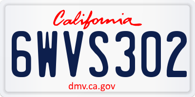 CA license plate 6WVS302