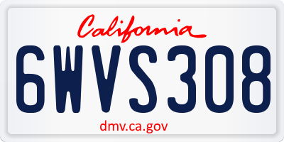 CA license plate 6WVS308