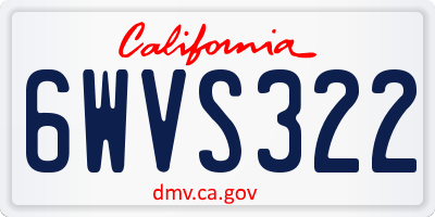 CA license plate 6WVS322