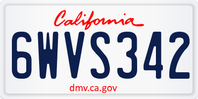 CA license plate 6WVS342