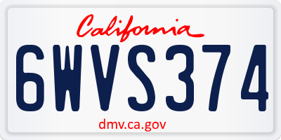CA license plate 6WVS374