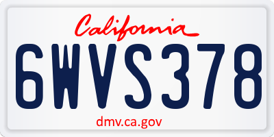 CA license plate 6WVS378