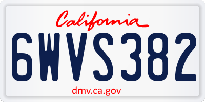 CA license plate 6WVS382
