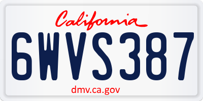 CA license plate 6WVS387