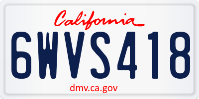 CA license plate 6WVS418