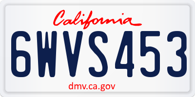 CA license plate 6WVS453