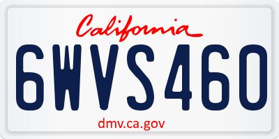 CA license plate 6WVS460