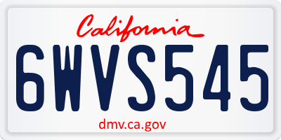CA license plate 6WVS545