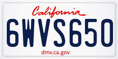 CA license plate 6WVS650