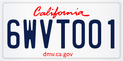 CA license plate 6WVT001