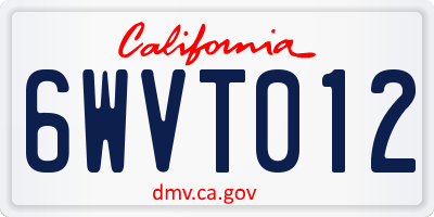 CA license plate 6WVT012