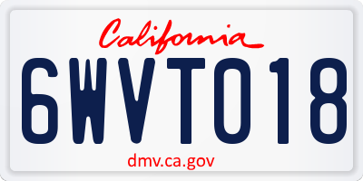 CA license plate 6WVT018