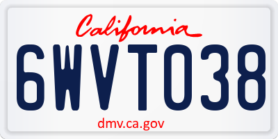 CA license plate 6WVT038