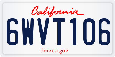 CA license plate 6WVT106