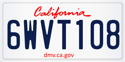CA license plate 6WVT108